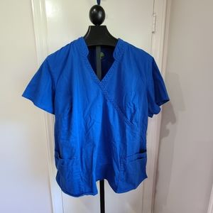 Healing Hands Womens Blue Scrub Top